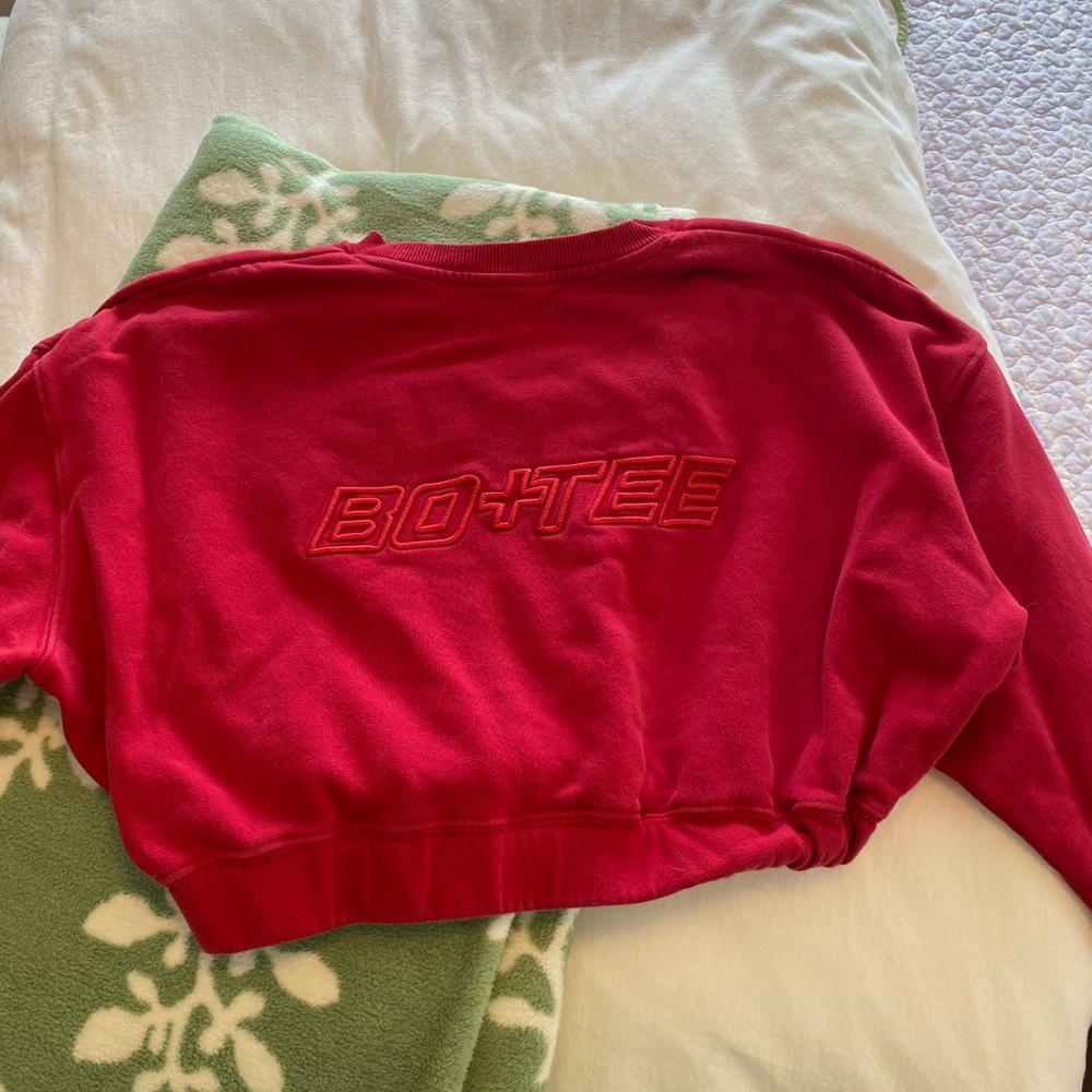 Bo+Tee Red Cropped Bubble Sweatshirt - Picture 4 of 6